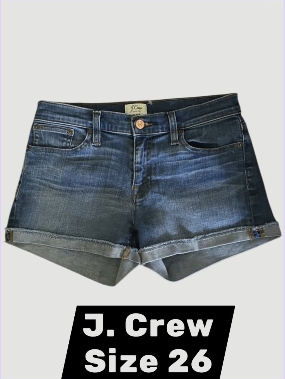 J. Crew Shorts Women's Size 2 Sz 26 Blue Denim Roll-Hem Frayed-hem Raw Cut